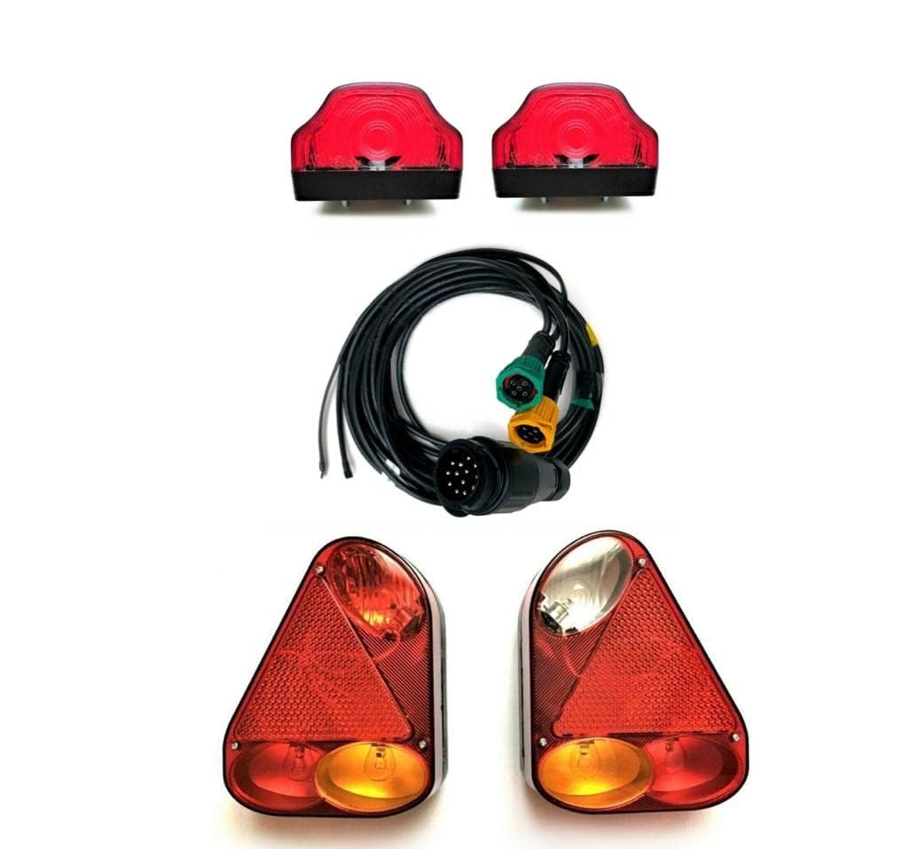 Kit Luces Traseras LED Remolque 13 Polos Luz Matrícula E9 Bayoneta Caravana Camión 12V 24V Stop Intermitente Antiniebla Marcha Atrás Cable Incluido