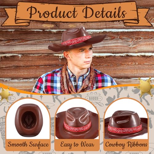 Image of Xtinmee 12 Pieces Cowboy Hats Bulk Adult Cowboy Hats Party Pack Western Cowboy Hat Costume Accessories Western Rodeo Party Supplies