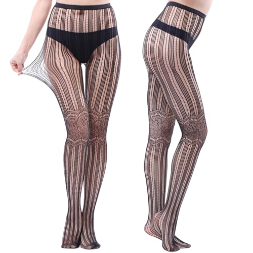 JALIYO Sexy Fishnet Stokings Floral Lace Pantyhose Patterned Leggings Tights (Style E, 5 Paris) — view 6