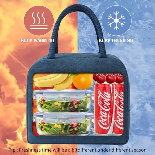 Image of Cotton Insulated Lunch Box Bag for Men & Lunch Bags for Office Women, Leakproof Tiffin Bag, Durable Lunch Box Bag for Adults (Blue), 5 Liters