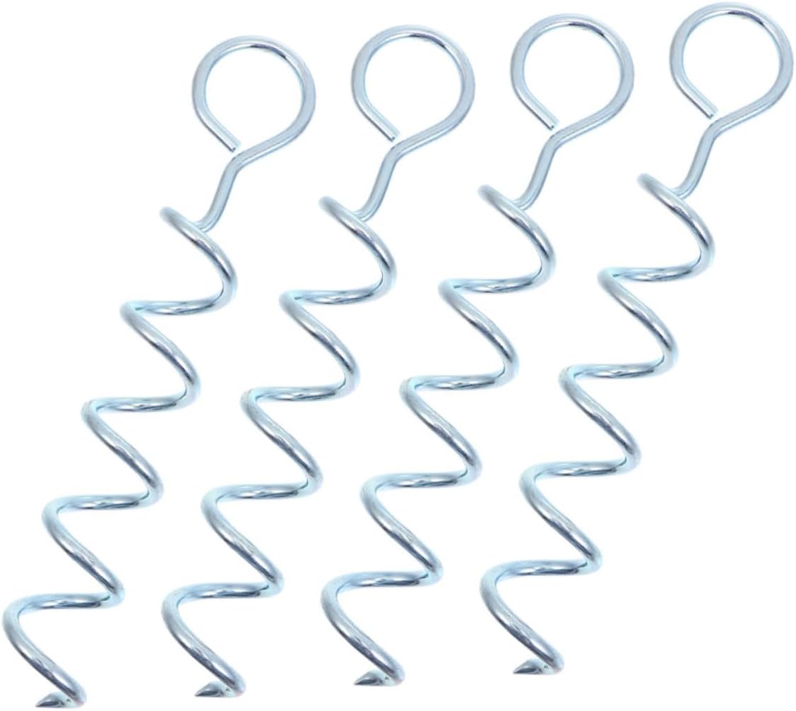 Abaodam 4pcs Spiral Tent Stakes Heavy Duty Iron Ground Anchors for Camping Reusable and Tent Fixing for Outdoor Use
