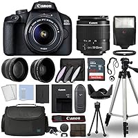 Canon EOS 4000D / Rebel T100 Digital SLR Camera Body w/Canon EF-S 18-55mm f/3.5-5.6 Lens 3 Lens DSLR Kit Bundled with Complete Accessory Bundle + 64GB + Flash + Case &amp; More - International Model