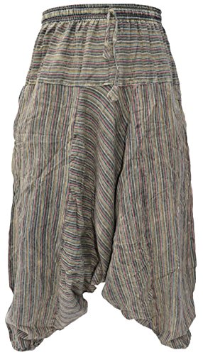 Gheri Herren Hose, Baumwolle, gestreift, leicht, für den Sommer, Yoga, Haremshose Gr. L-XL, Green Stonewashed Cover