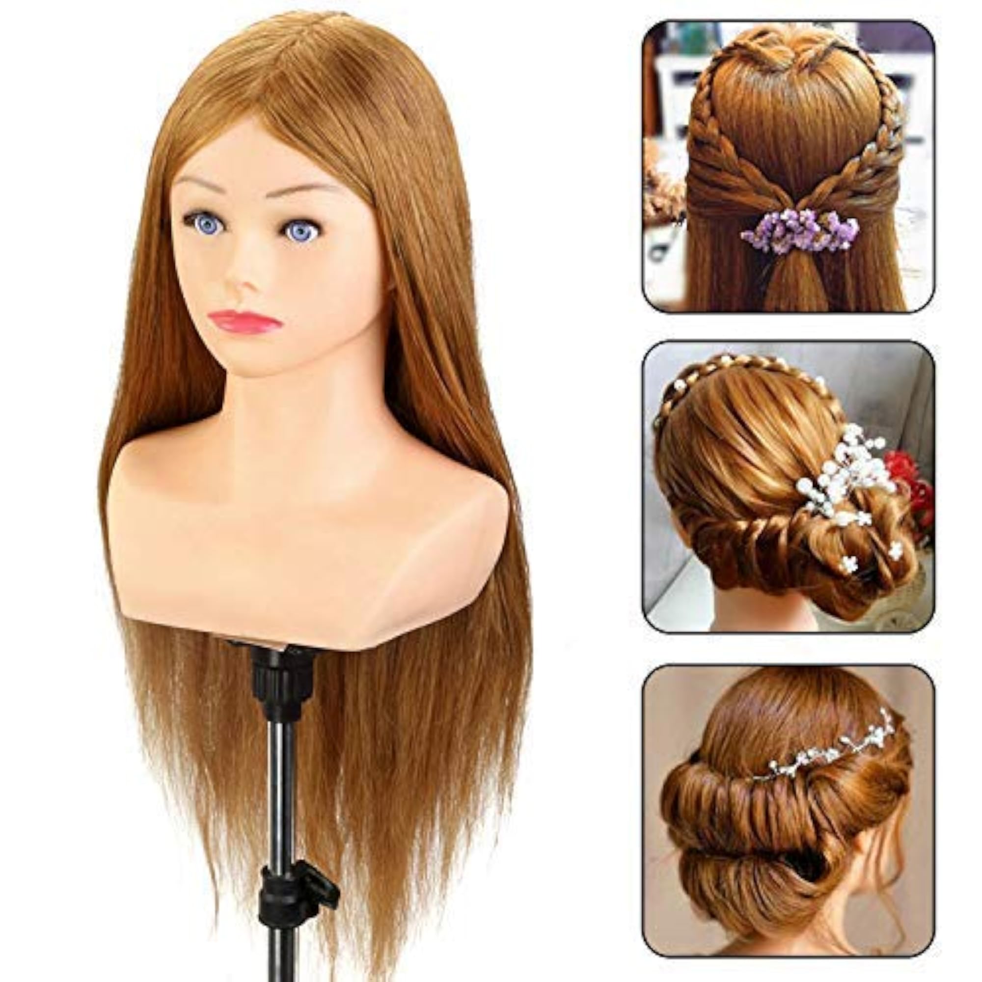Human Hair Cosmetology Mannequin Training Head
