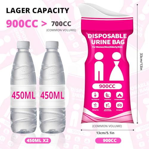 HOKINETY Disposable Urine Bag for Travel - 900ML Portable Pee Bags for Women Men 12 PCS Emergency Vomit Bags Unisex Toilet Urinal for Car Camping, Road Trip,Traffic Jams, Pregnant, Kids, Patient