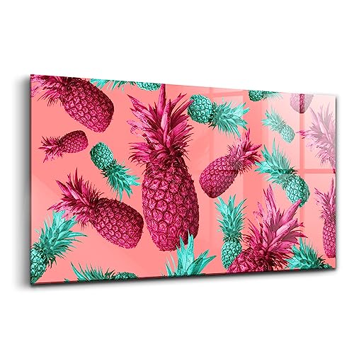 Peinture sur verre d'art Wallfluent, solution murale lumineuse Ananas colorés 100x50cm
