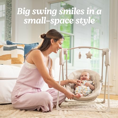 Image of Graco Slim Spaces Compact Baby Swing - Indoor Infant Swing, Baby Registry Must Have, Gifts for New Parents