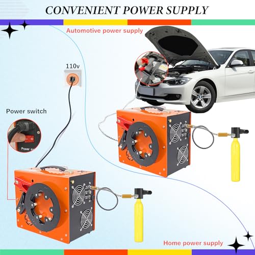 Image of PCP Air Compressor 350W Powerful Motor 4500Psi /5800psi /400bar Water and Fan Cooling 12V /110V Auto-Stop PCP Air Rifle built-in power supply