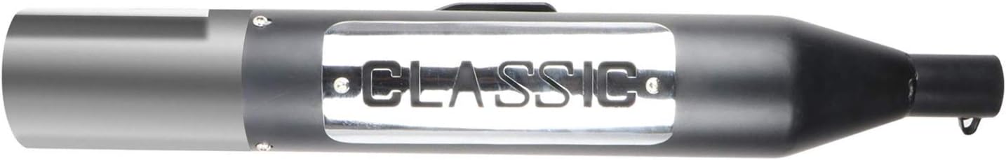 TOP BIRD TB107 Harley Style Silencer Exhaust with Chrome Branding Plate Compatible for Royal Enfield BS3 and BS4 Model Bullet Classic 350cc and 500cc (Black)