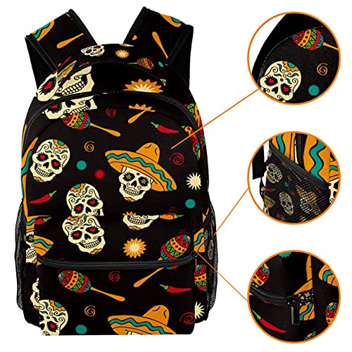 Sac à dos tête de mort et pieuvre pour ado avec nombreuses poches Multicolore 09
