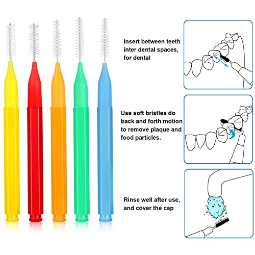 Image of Patelai 100 Pieces Braces Dental Brush for Cleaner Interdental Toothpick Dental Tooth Flossing Head Oral Hygiene Flosser Toothpick Cleaners Tooth Tool(Delicate Colors,Plenty Sizes)