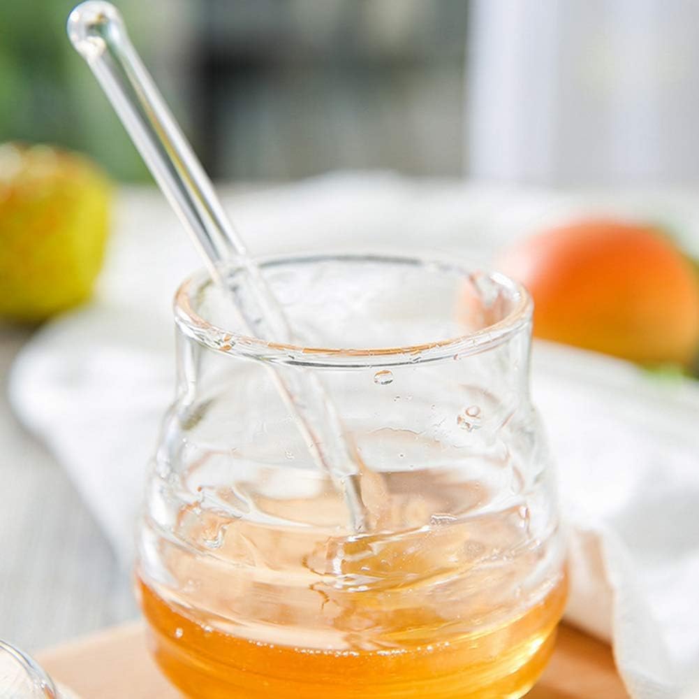 Cheet enterprise Honey jar acrylic with dipper and lid - bee honey pot for Jam/Jelly/Syrup/Home/Kitchen (Pack of 1)(250ml) 1