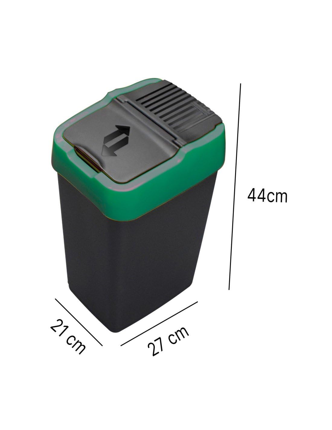Jardin202 - Cubo Basura de Reciclaje Pack 3 Cubos de 18L y 25L con Tapa básculante de Plástico | Papelera para Reciclar | 18 L (Negro)