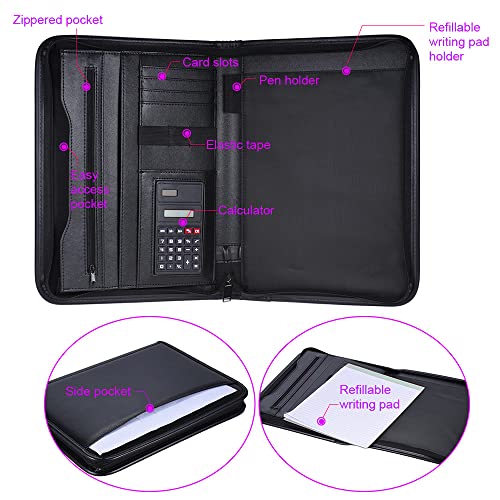 Cartera padfolio buzón de documentos A4 con cremallera y porta tarjetas de visita 7