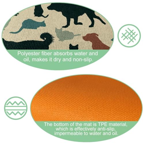 Tapis de cuisine lavable animaux pour protéger le sol de la buanderie - 6