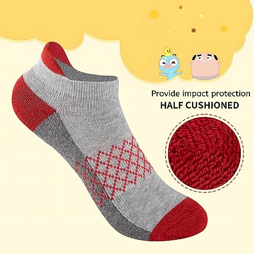 Comfoex Boys Socks 6 Pairs Ankle Athletic Sock Half Cushioned Low Cut Socks For Little Big Kids4