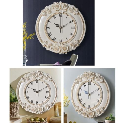 Horloge murale silencieuse en résine blanche au design moderne - 5