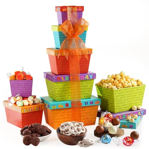 Broadway Basketeers Birthday Gift Basket Tower – Snack...