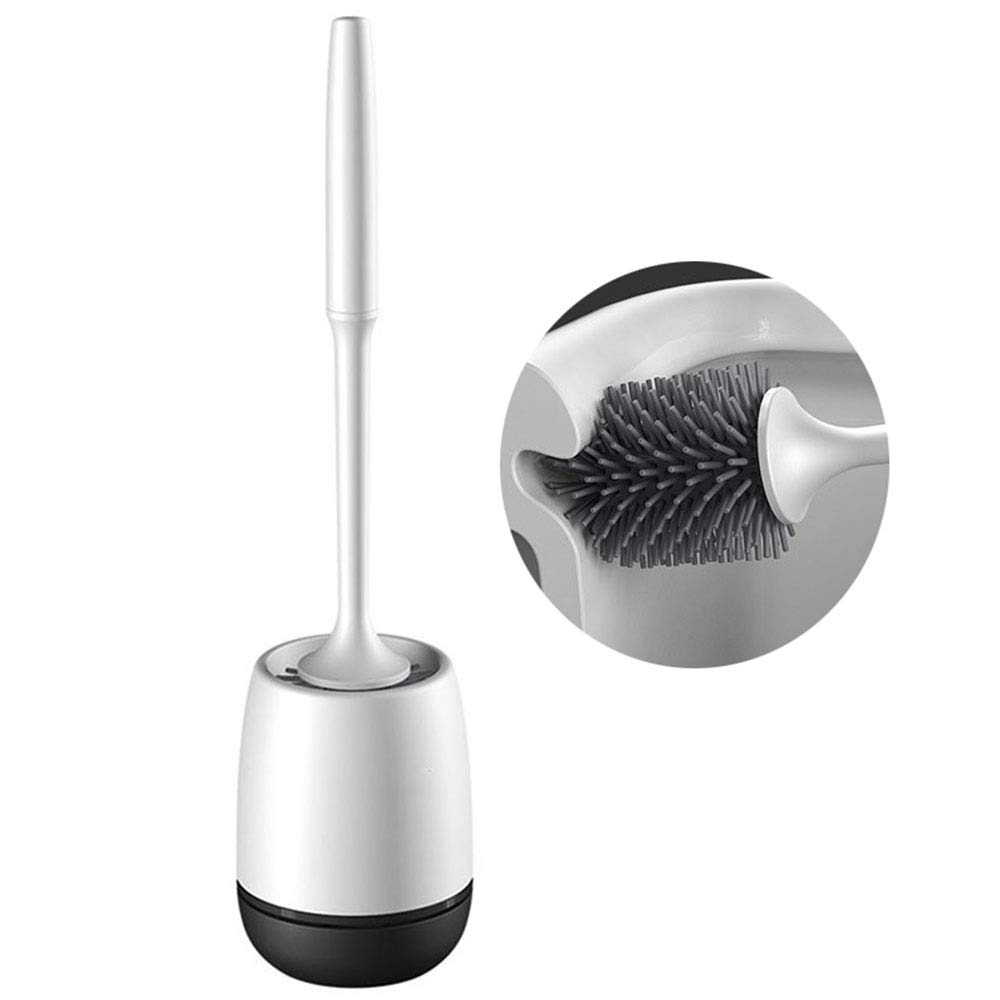 Brosse de nettoyage WC en silicone souple sans angles morts noire