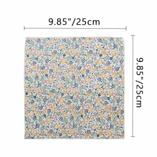 Image of Floral Pocket Squares for Men with Holder Printed Flower Mens Handkerchief Cotton Suit Pocket Hanky for Wedding