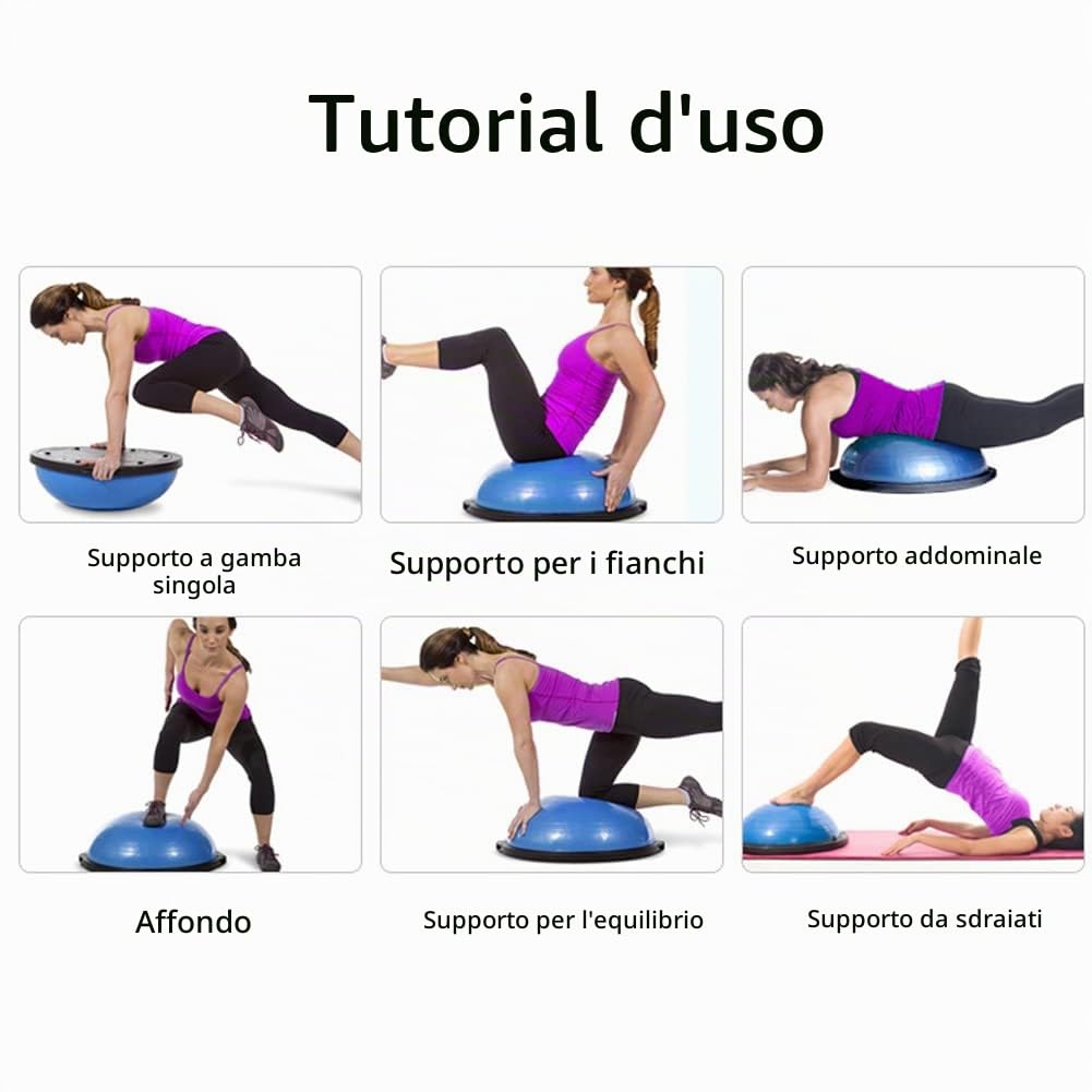 Balance Trainer Fitball Equilibrio Fitness Palla di Allenamento Equilibrio 46 cm con fascia elastica Stazione di Bilanciamento per Yoga Pilates Fitness