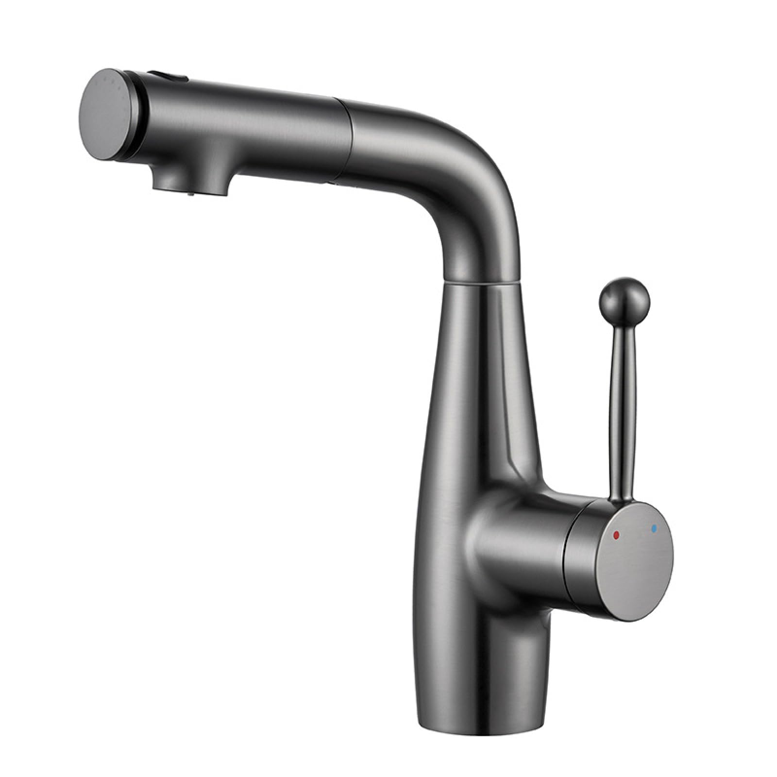 Fanjubei Gunpowder Gray Bathroom Lift-Pull Basin Faucet, Gun Gray