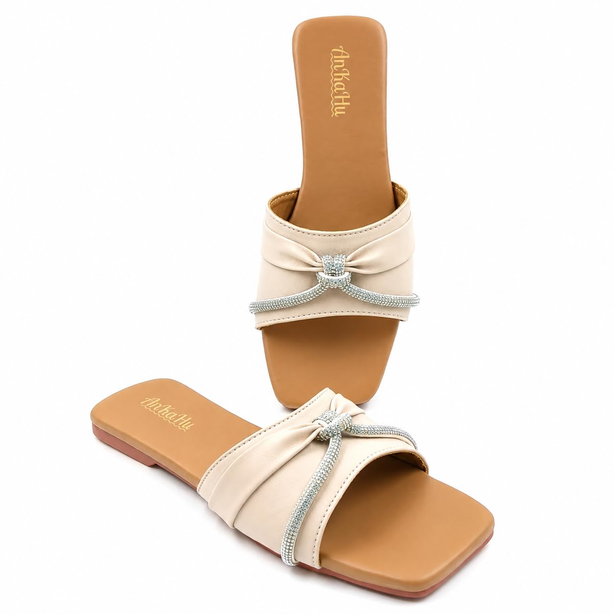 flats for women and girls stylish beige fancy flip flops slides sandals slip-on footwear-picture-32