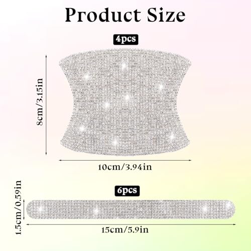 Image of 10Pcs Bling Car Door Handle Protector, Bling Auto Doors Handles Sticker Anti-Scratch Protective Cover Glitter Automotive Exterior Accessories Car Accessories Universal for SUV, Truck(Silver)