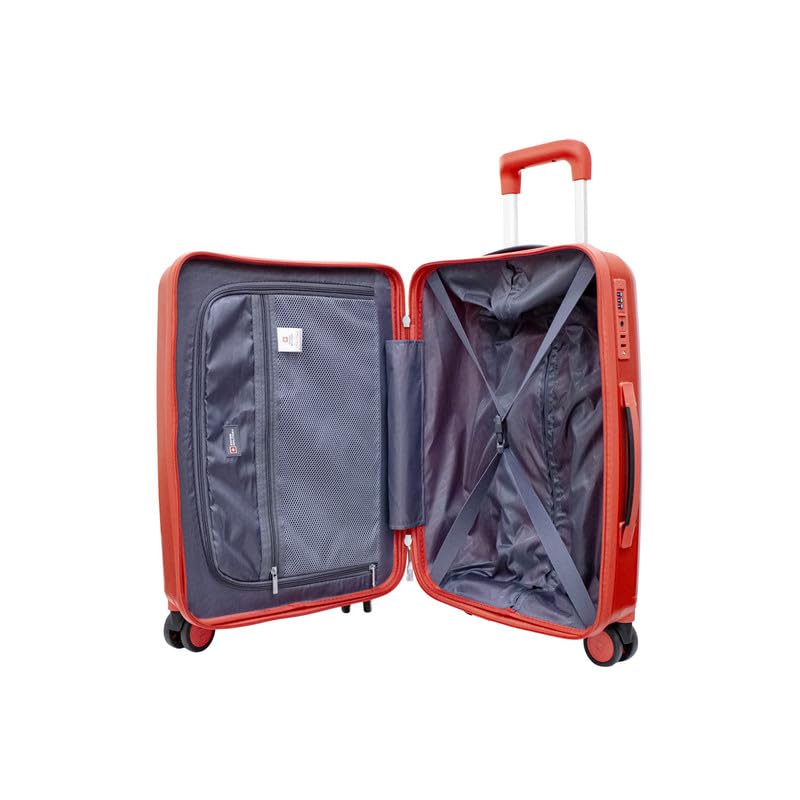 Image of SWISS MILITARY Maze 20-Inch Hard Top Peach Luggage Trolley Bag Durable Polypropylene Body TSA Lock Body-Coloured 360 Degree Rotating 8 Wheels Lightweight Stylish Travel Suitcase