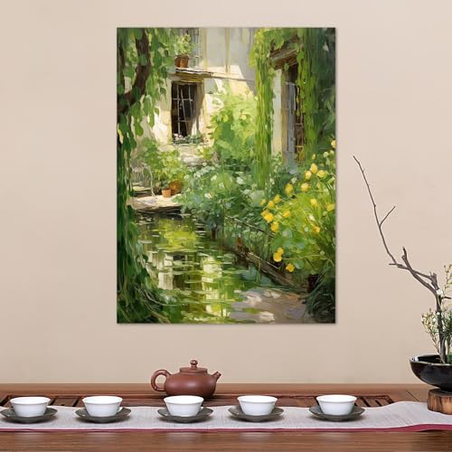 Peinture murale jardin de fleurs sur toile premium 35x55 cm