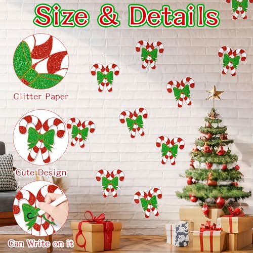 Image of 100Pcs Christmas Candy Cane Paper Cutouts, Glitter Candy Cane Cutout Decorations DIY Xmas Bulletin Board Winter Candy Cutouts Decorations Xmas Birthday Classroom Game Day Wall Decor Supplies