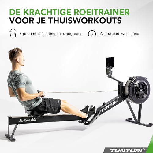 Tunturi Fitrow 80i Roeitrainer - Roeimachine Fitness - Inklapbaar roeiapparaat - 10 Weerstandsniveaus - Luchtweerstand – Bluetooth - Afbeelding 6