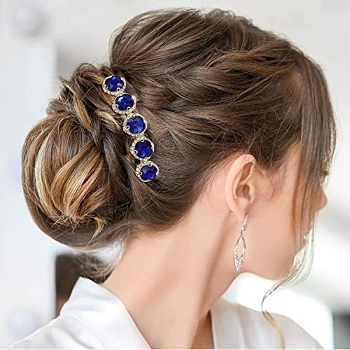 4 Pack Jeweled Gems Crystal Rhinestone Glitter Sparkly Metal Side Hair Combs With Long Teeth Slide Hair Clips Barrettes French Twist Bun Chignon Thin Thick Hair Holder Accessories For Women #TOP2