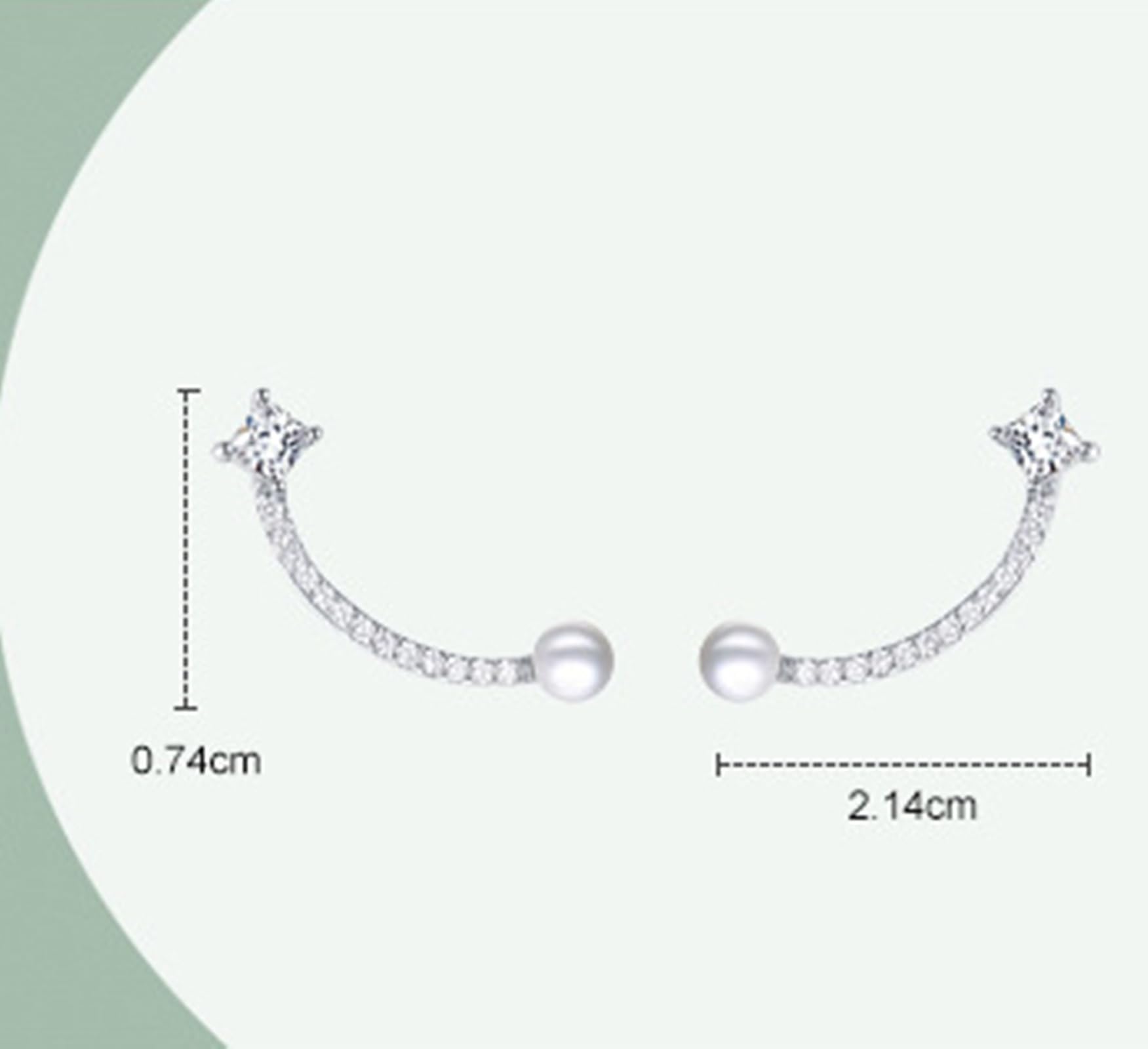 18 ct białe złoto damskie kolczyki, Moissanit Perła Łuk Kolczyki Kolczyki Prawdziwe złoto AU750