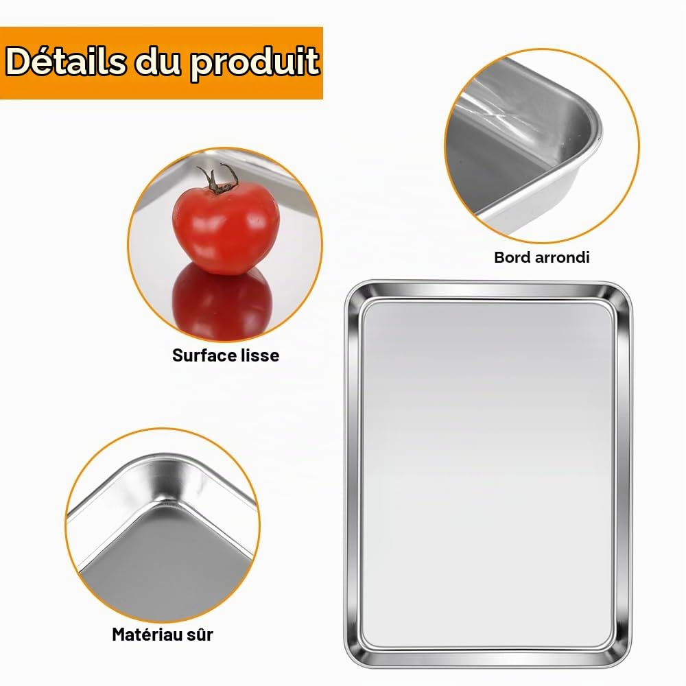2 Pièces 31 x 24 x 2,5cm Plaque Patisserie, Plateau INOX | Plaques à Pâtisserie en Acier Inoxydable, Plaque Patisserie Four, Rectangulaire Plaques à Pâtisserie, pour Cuisson, Friture
