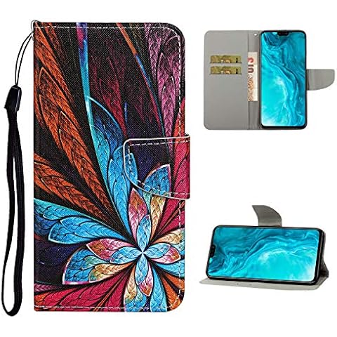 Nadoli Brieftasche Etui für Samsung Galaxy A71,Bunt Blumen Muster Bunt Pu Leder Lanyard Standfunktion Magnetisch Handyhülle Schutzhülle Lederhülle Cover