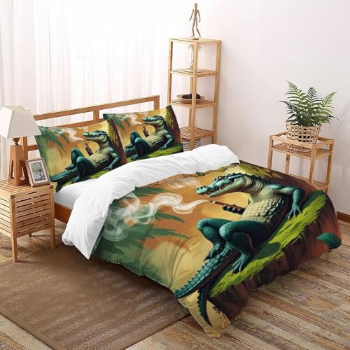 Housse de couette crocodile dessin animé pour des nuits douces et joyeuses