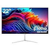 AESNO 22 Inch Monitor Full HD 100Hz Gaming Monitors 1080P Computer Screen Display 99% sRGB With HDMI&VGA for Home Office & Business Use (White)