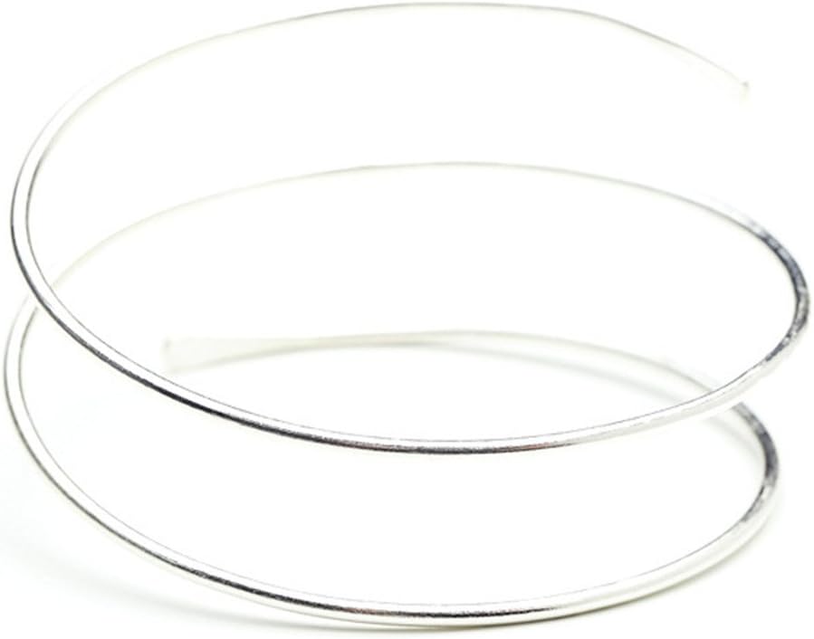 Minimalist Gold Metal Coil Upper Arm Cuff Open Arm Bracelet Armlet Armband Bangle for Women Dia 3.7"