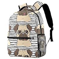 Cute Puppy Dog Pug Pattern Backpack for Men School Bookbag Hiking Travel Rucksack School Bag for Women