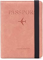 Vista 1 de Soporte para pasaporte, cartera rosa para pasaporte, funda para pasaporte, funda de cuero impermeable con bloqueo Rfid de viaje, funda de viaje