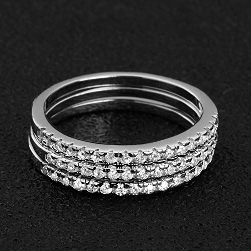 2mm Women 925 Sterling Silver Anniversary Wedding Band Women Cubic Zirconia Half Eternity Stackable Engagement Ring Size 5-113