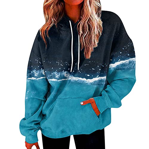 Women'S Sweatshirts Women'S Sweatshirts Uk Classic Gradient Print Oversized Hoodie with Pocket Casual Long Sleeve Lightweight Drawstring Pullover Loose Sweatshirt Green 5Xl