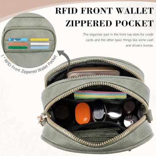 Image of Small Crossbody Bags for Women, RFID Phone Purse with Card Slots, Triple Compartments Lightweight Shoulder Bag