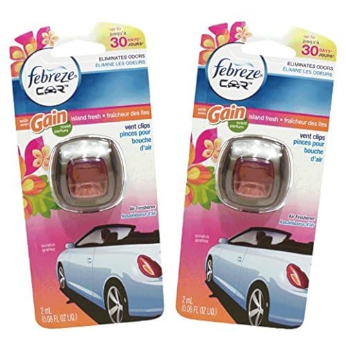 Image of Febreze Car Vent Clips Air Freshener and Odor Eliminator, Gain Island Fresh - 2 Pieces