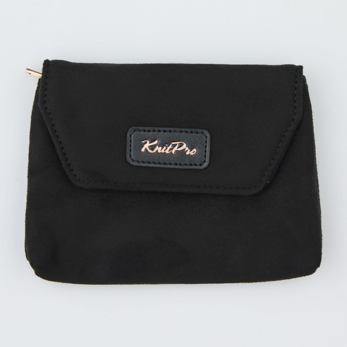 KnitPro Coal Accessory Handy Case - for Knitting or Crocheting Projects Faux Suede, 13 x 9.5 x 1.5cm - 1 Piece, Black