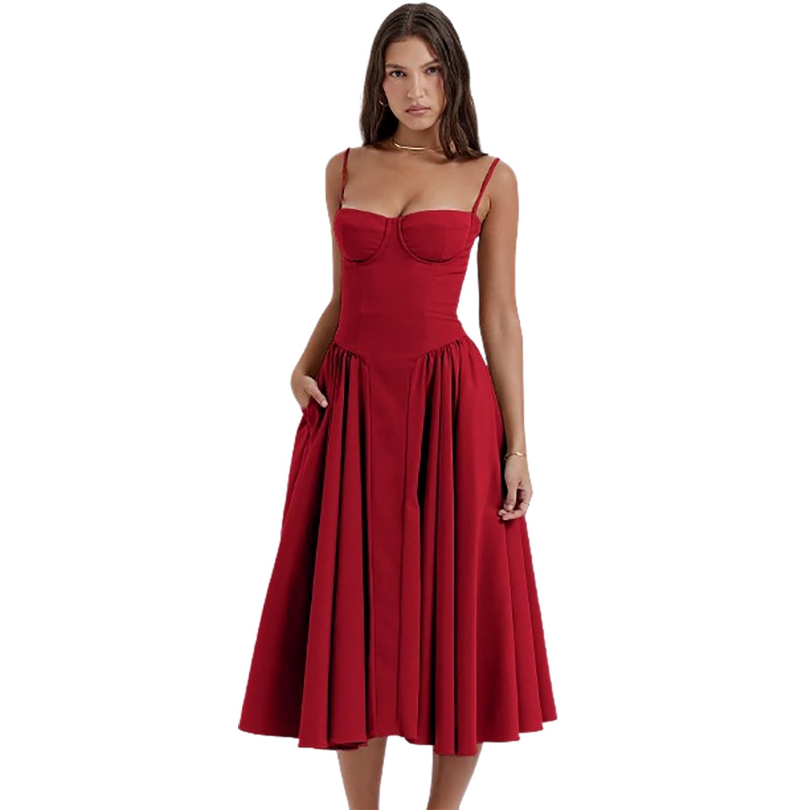Amazon.com: Yokqexz Women's Summer Dress Casual Dress Summer Sleeveless  Dresses Suspenders Dress Ladies Party Dresses Sexy Date Dress (Color : Red,  Size : X-Large) : Clothing, Shoes & Jewelry