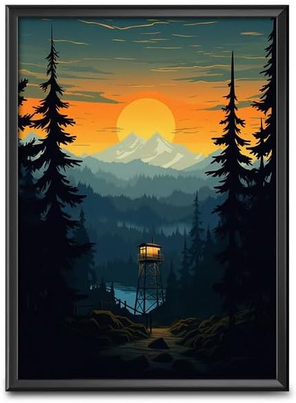 Home Decor Frames - Mount Sunset Modern Nature Art Wall Framed Paintings for Office, Dining, Living Room Decoration (12inchx18inch,Framing with Leminated Poster),FWBNATURE135C