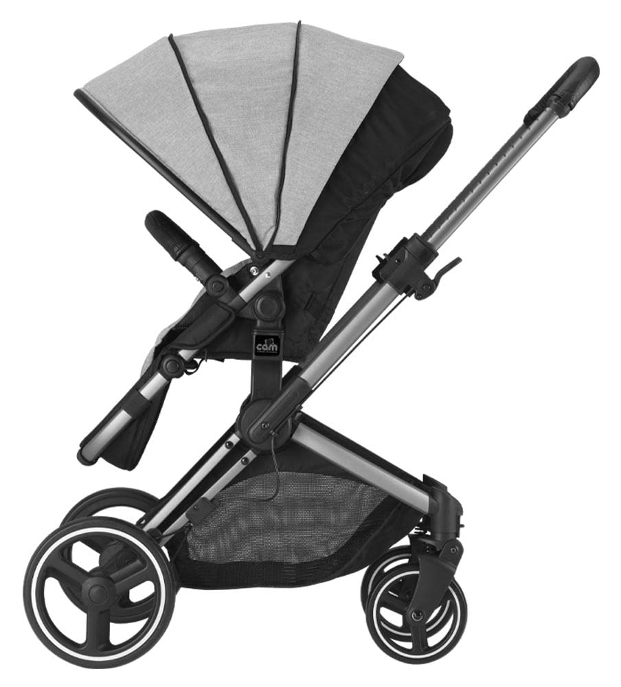CAM Il Mondo del Bambino - art.914/T933 - Sistema Modulare Next Evo - carrozzina, passeggino, seggiolino auto e borsa - made in Italy - perfetto da 0 a 48 mesi - GRIGIO