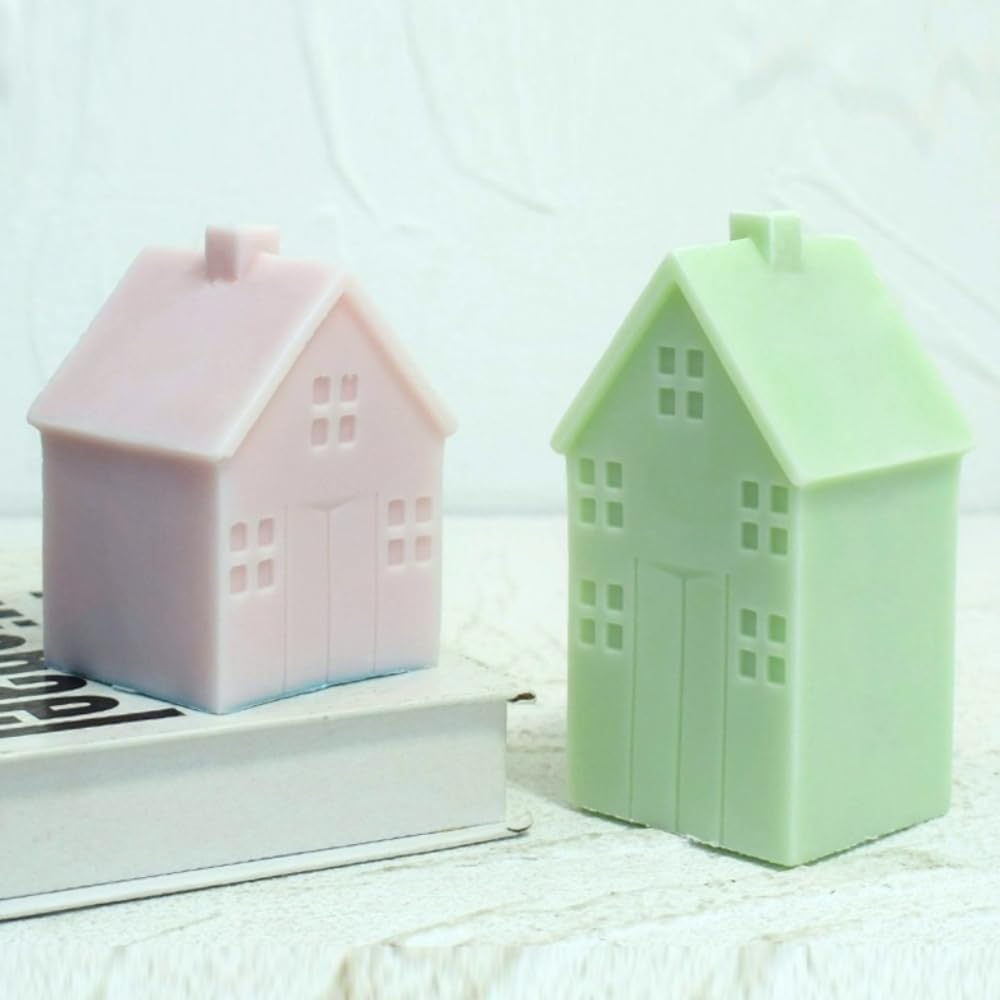 Small House Acrylic Candle Molds Durable Transparent European Style Castles Cube Shape Plastic Mold DIY Handcrafting Soy Wax Wedding Party Home Decoration (Set)